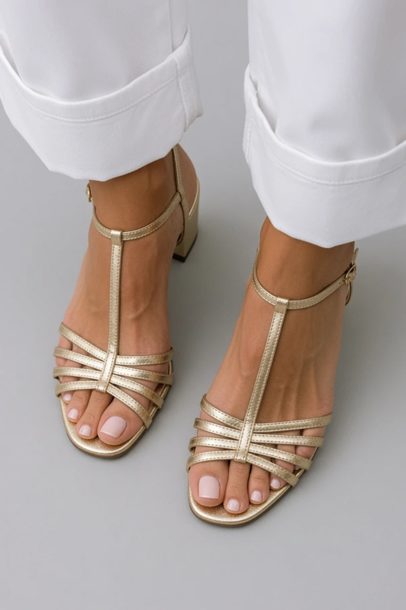 Allegra - Sandalias de Oro Elegancia Cotidiana