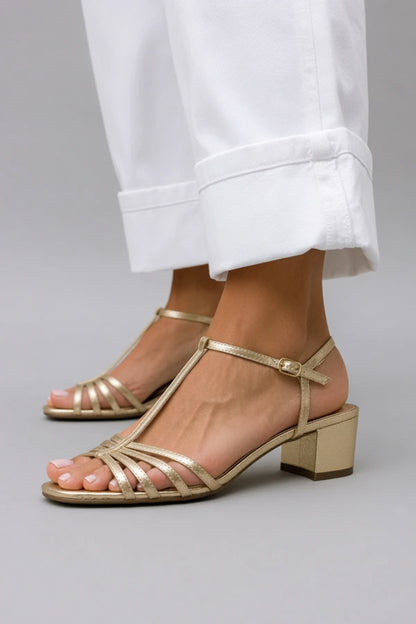 Allegra - Sandalias de Oro Elegancia Cotidiana