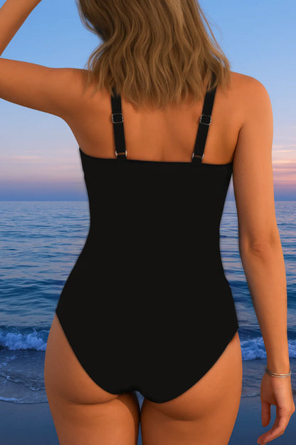 Mercedes - Traje de baño con escote espalda deportiva y estampado multicolor