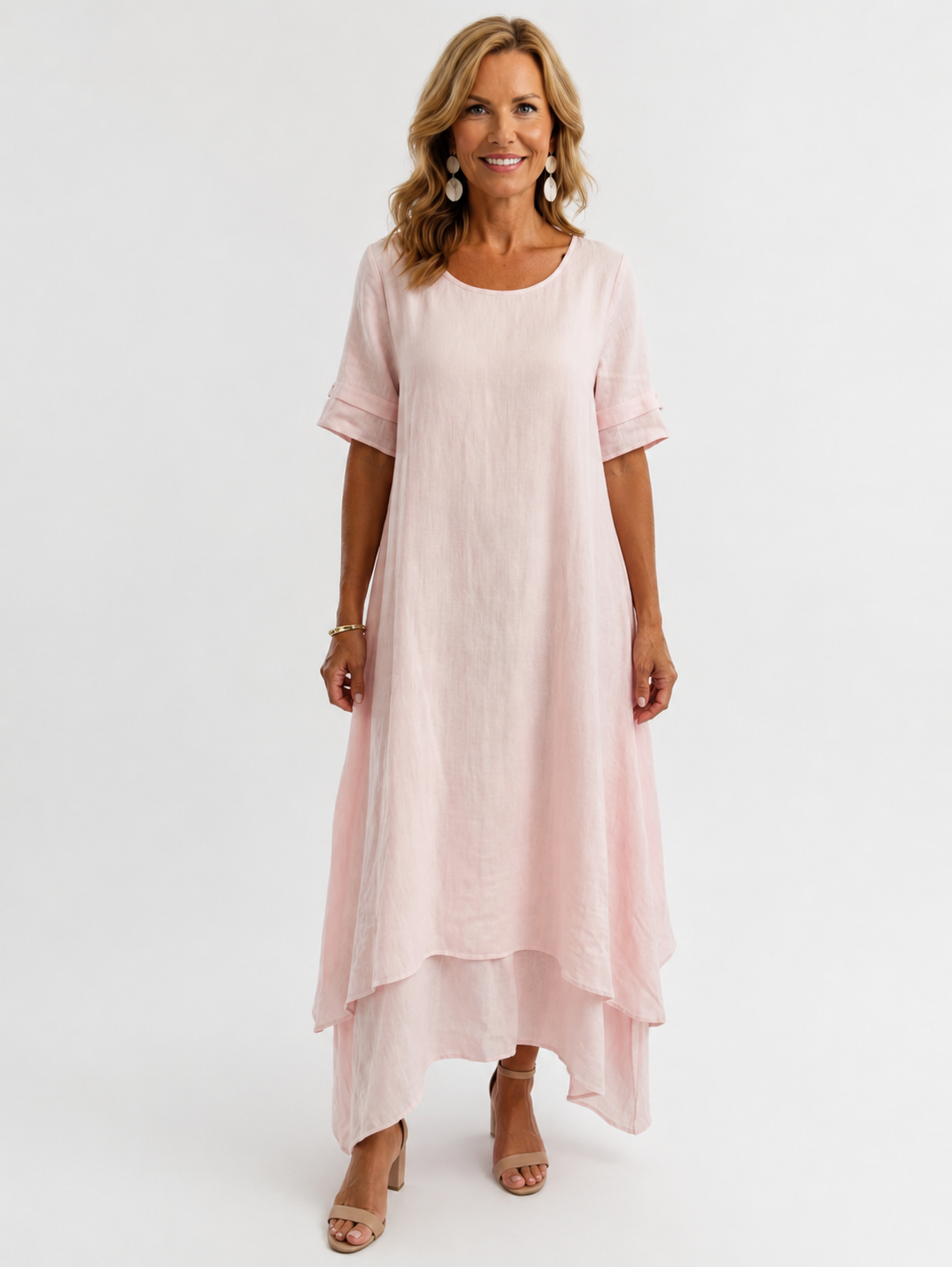 Bianca - Vestido Maxi de Lino con Doble Capa