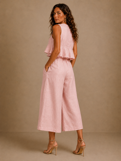Traje de dos piezas para mujer con bolsillos