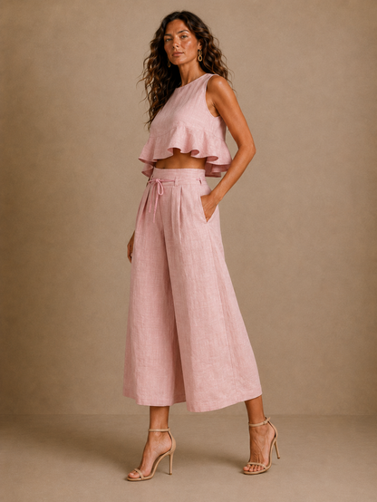 Traje de dos piezas para mujer con bolsillos