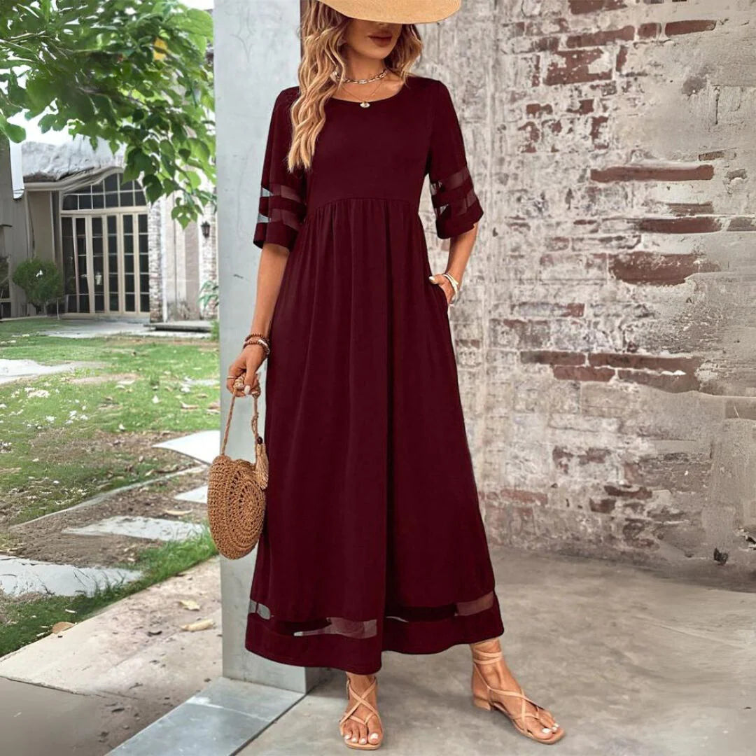 Beth - Vestido midi favorecedor que disimula la barriga
