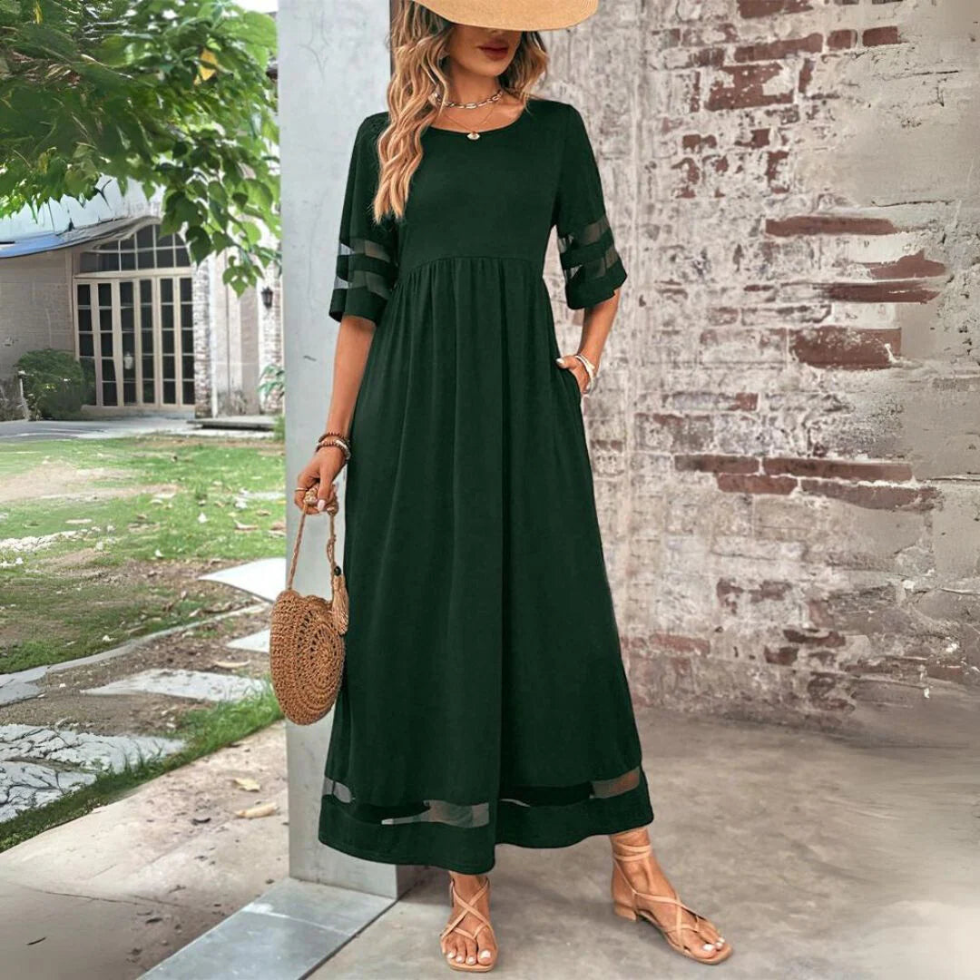 Beth - Vestido midi favorecedor que disimula la barriga