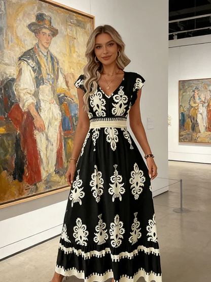 Candela - Vestido maxi barroco con escote en V