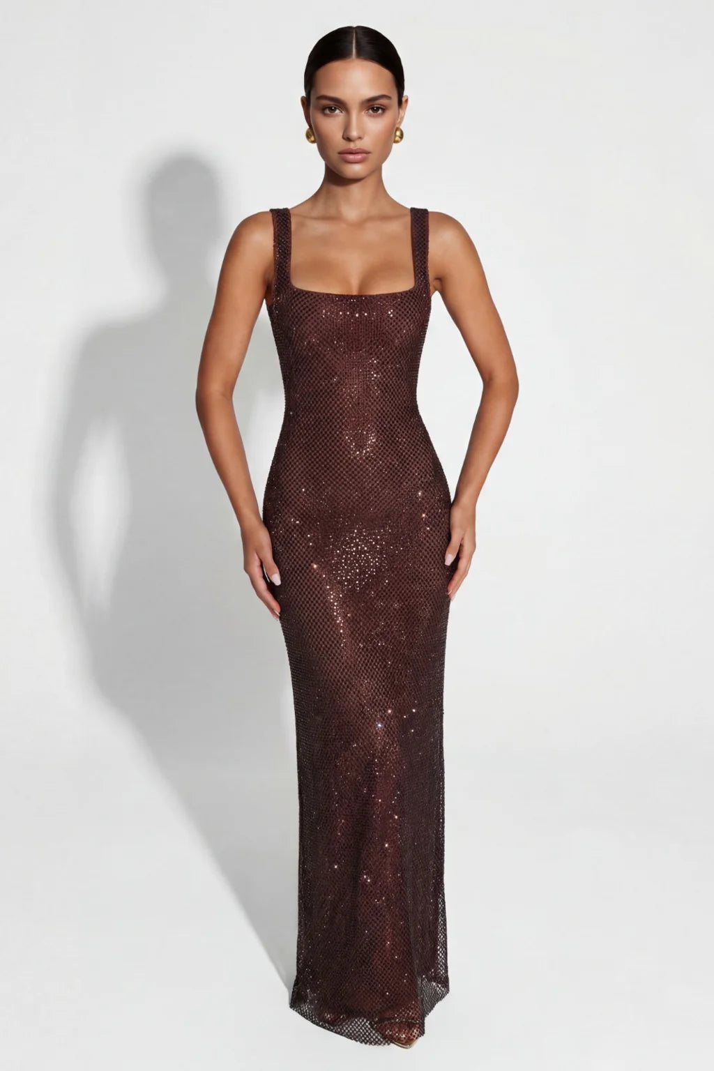 Elara — Vestido Maxi con Brillo y Cristales