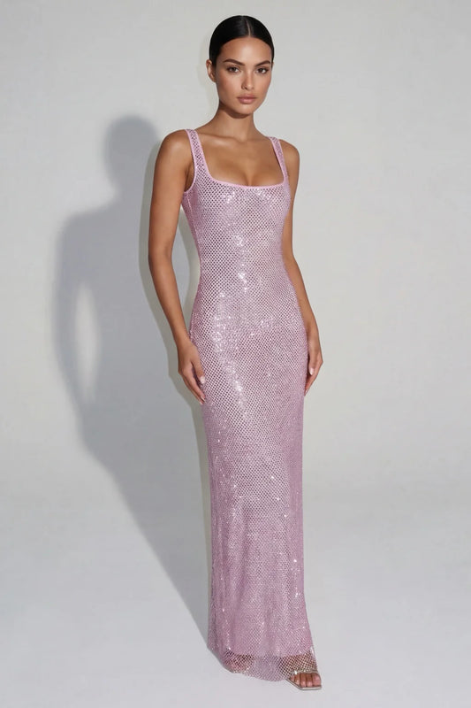 Elara — Vestido Maxi con Brillo y Cristales