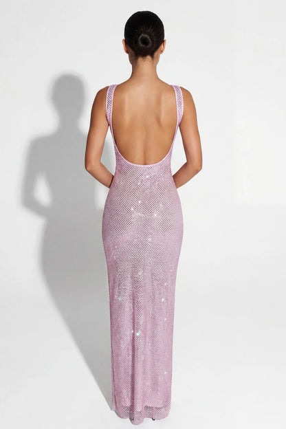 Elara — Vestido Maxi con Brillo y Cristales