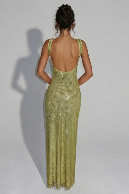 Elara — Vestido Maxi con Brillo y Cristales