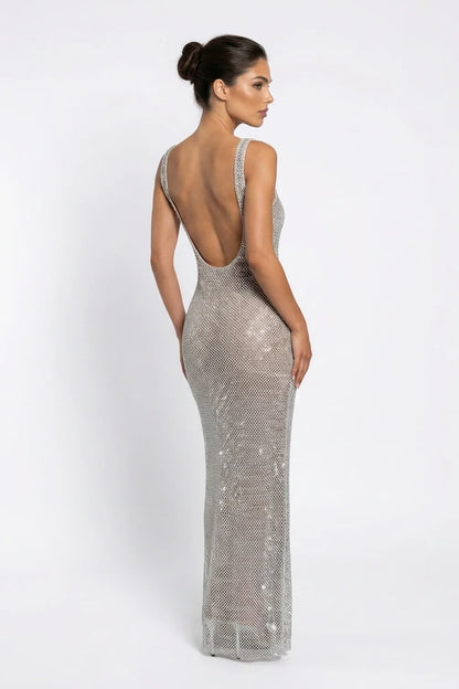 Elara — Vestido Maxi con Brillo y Cristales