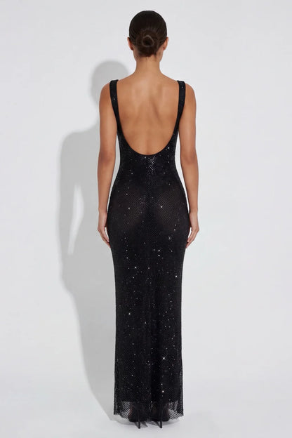 Elara — Vestido Maxi con Brillo y Cristales