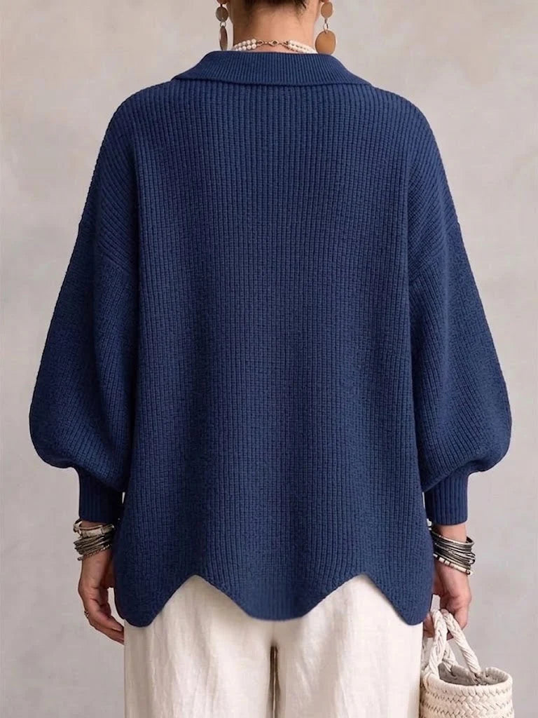 Stefania - Cárdigan Oversize con Cuello y Botones Metálicos