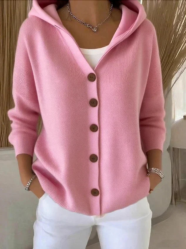 Teri - Cárdigan con capucha de manga larga para mujer