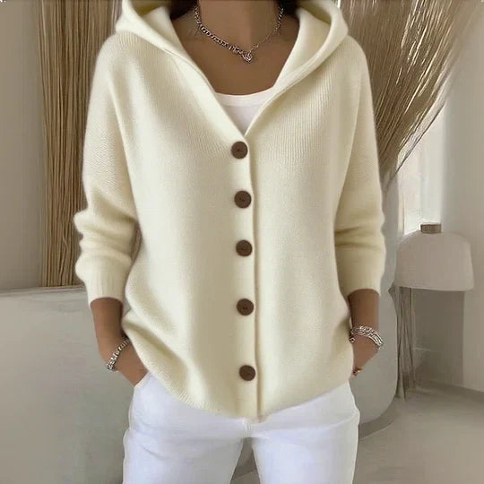 Teri - Cárdigan con capucha de manga larga para mujer