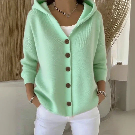 Teri - Cárdigan con capucha de manga larga para mujer