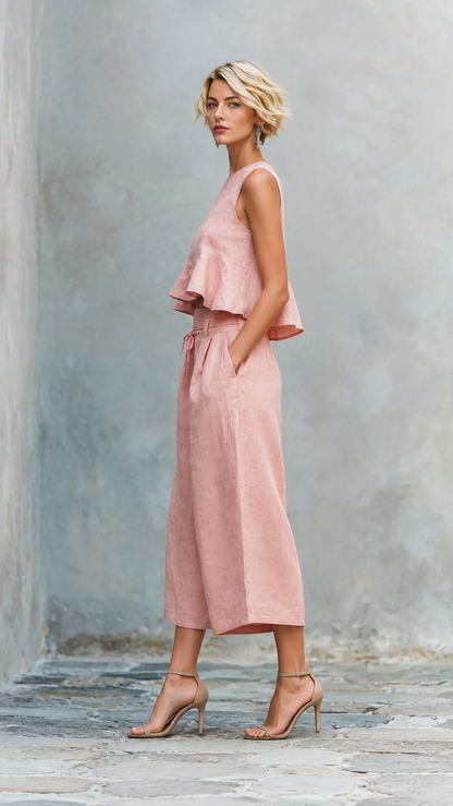 Traje de dos piezas para mujer con bolsillos