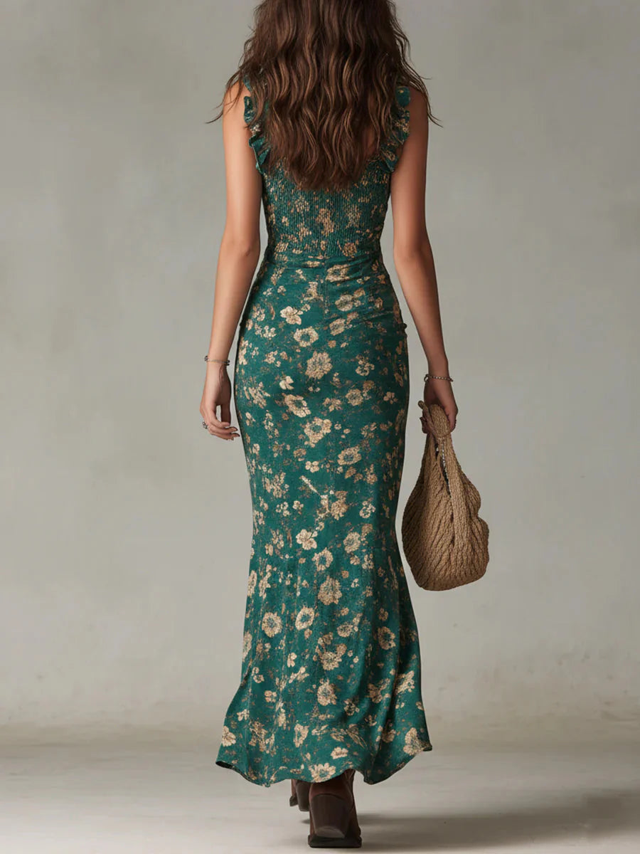 Vestido largo bohemio verde