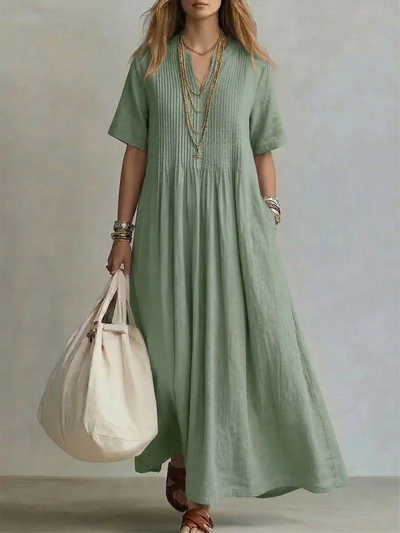 Dina - Vestido Maxi Plisado