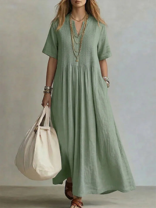 Dina - Vestido Maxi Plisado