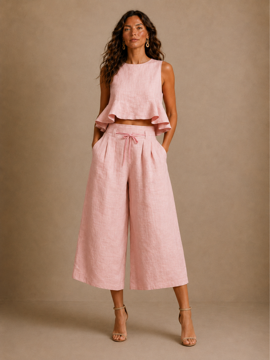 Traje de dos piezas para mujer con bolsillos
