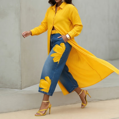 Flora - Jeans Anchos + Camisa GRATIS