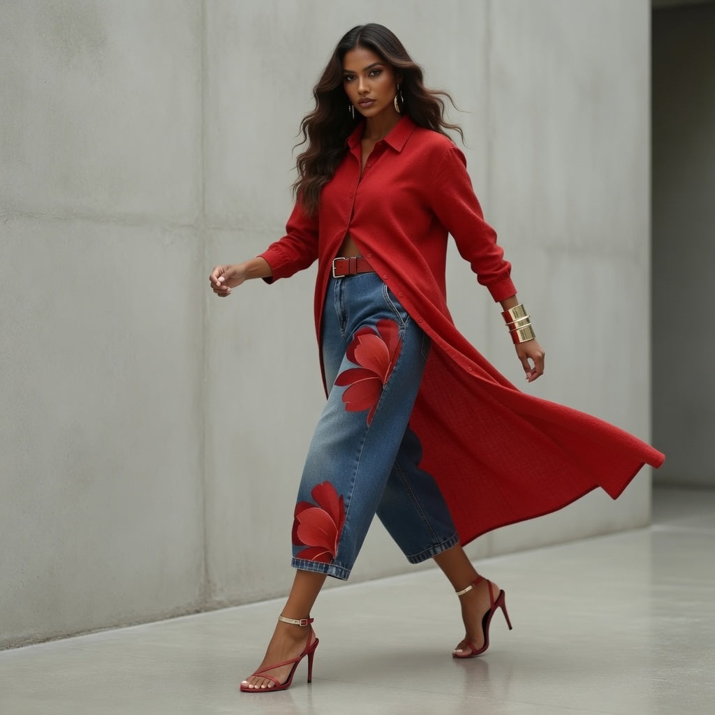Flora - Jeans Anchos + Camisa GRATIS