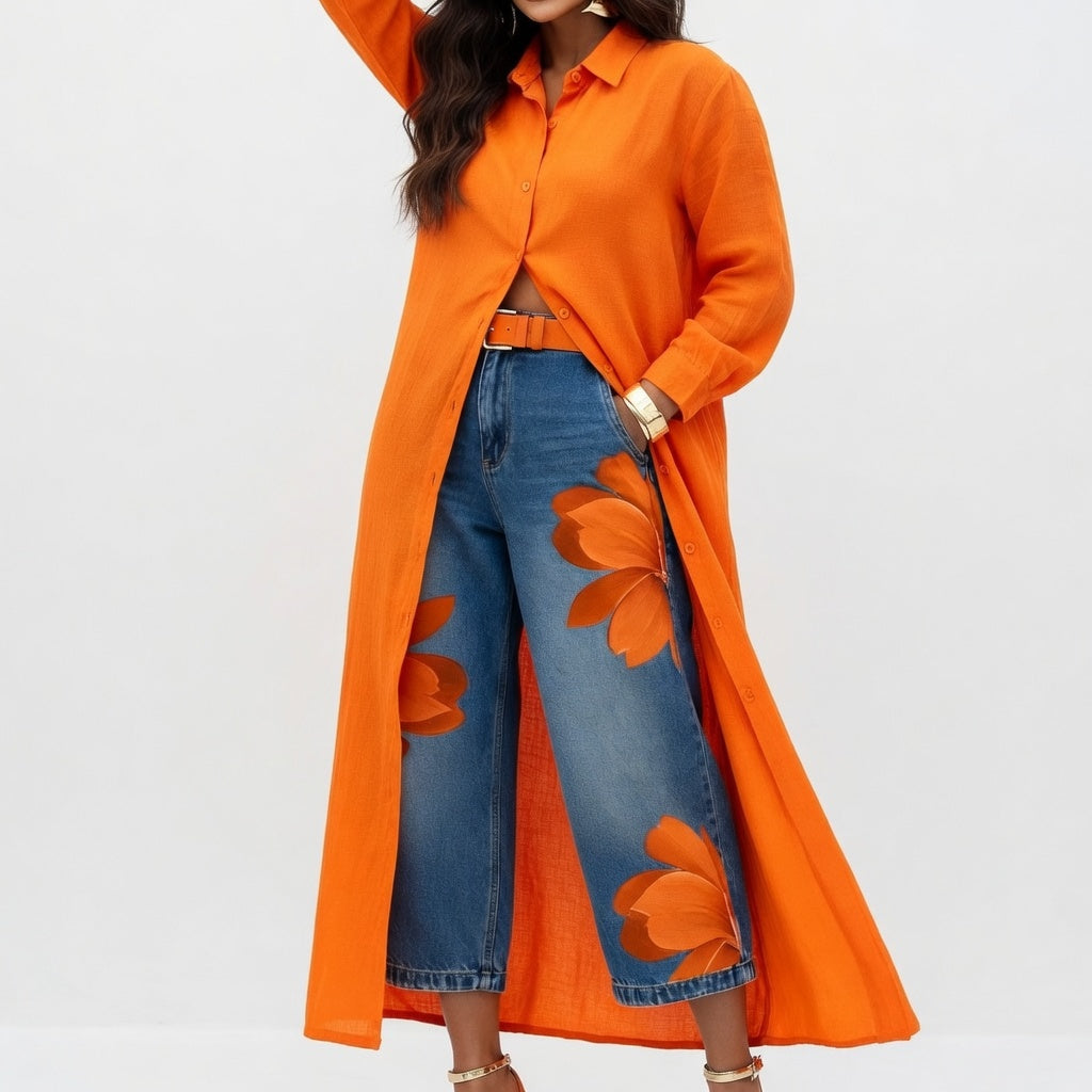 Flora - Jeans Anchos + Camisa GRATIS