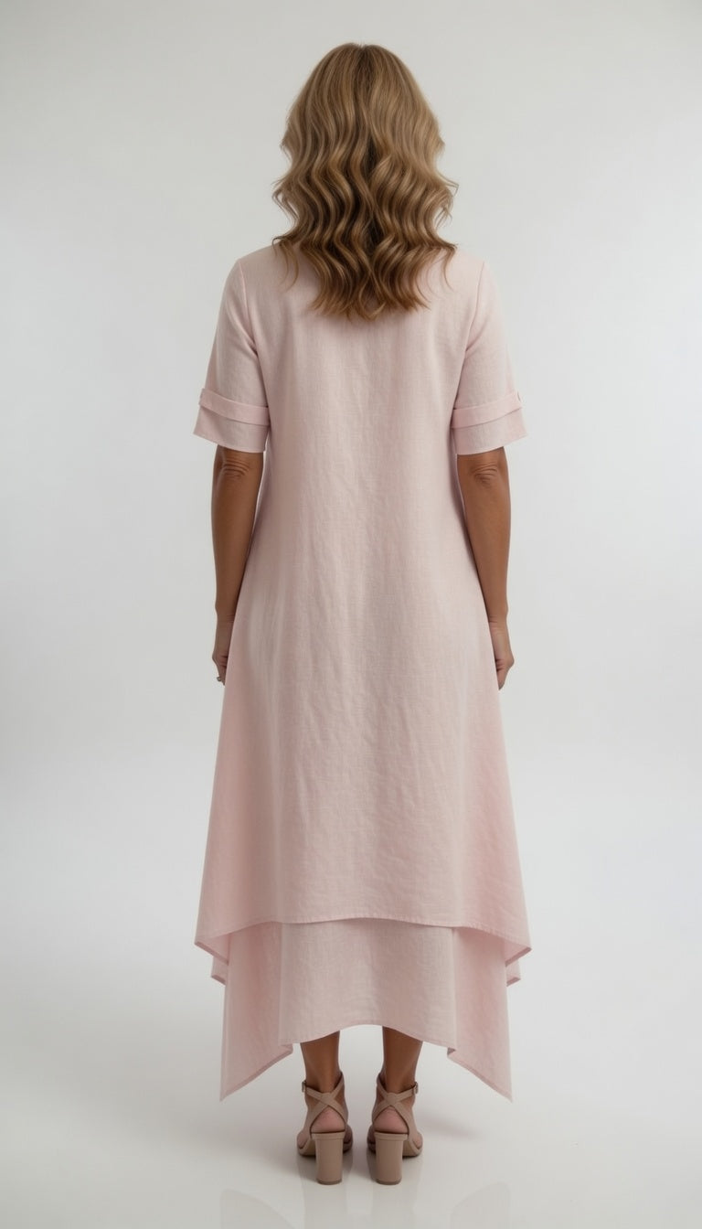 Bianca - Vestido Maxi de Lino con Doble Capa