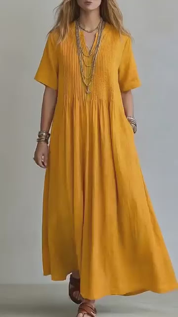 Dina - Vestido Maxi Plisado